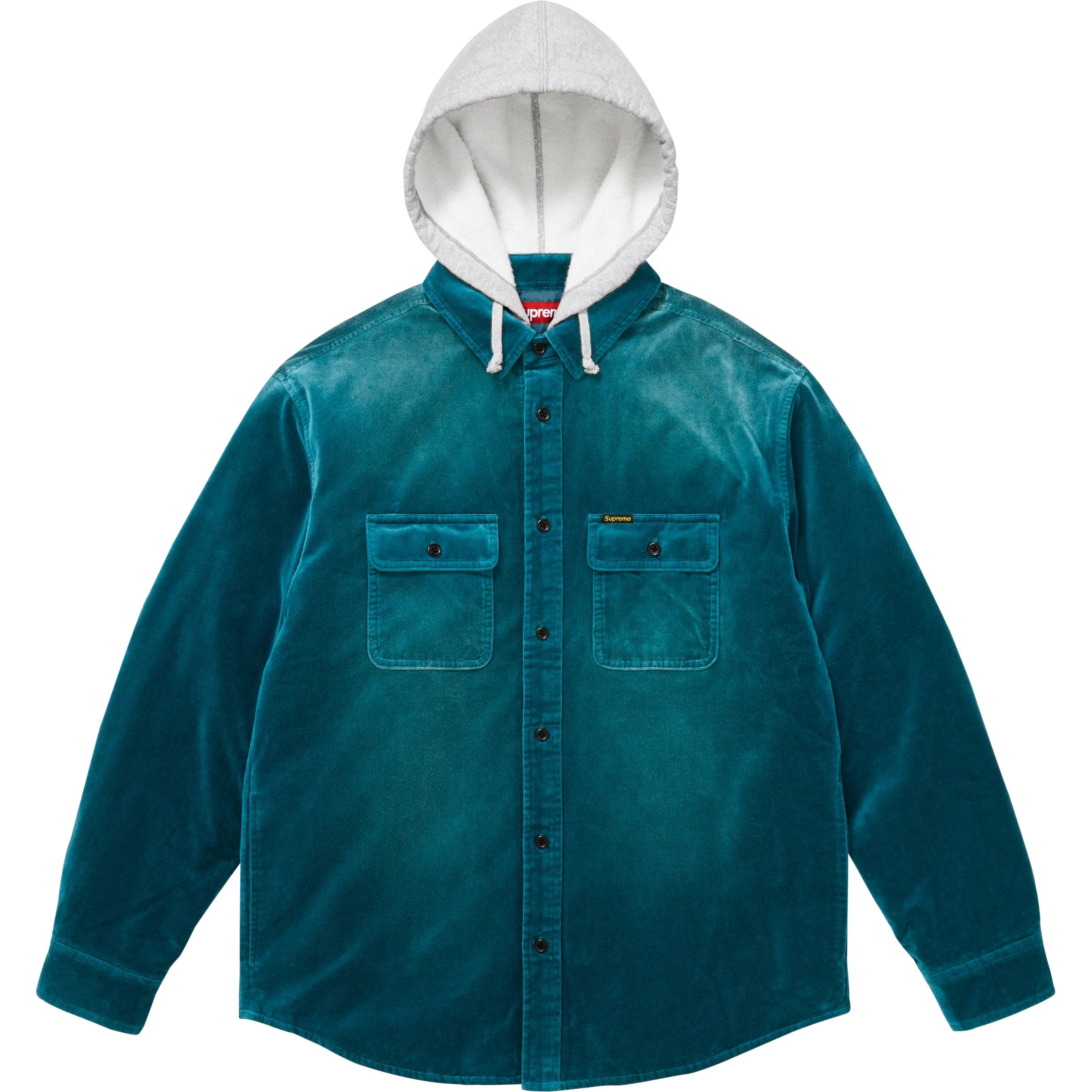 Quilted Lined Hooded Velvet Shirt view 7